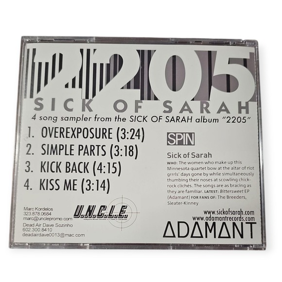 Sick‎ Of Sarah – 4 Song Sampler From "2205" [2010 Promotional CD] - Picture 2 of 2